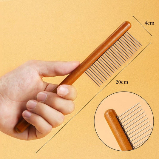 Natural wooden cat grooming comb