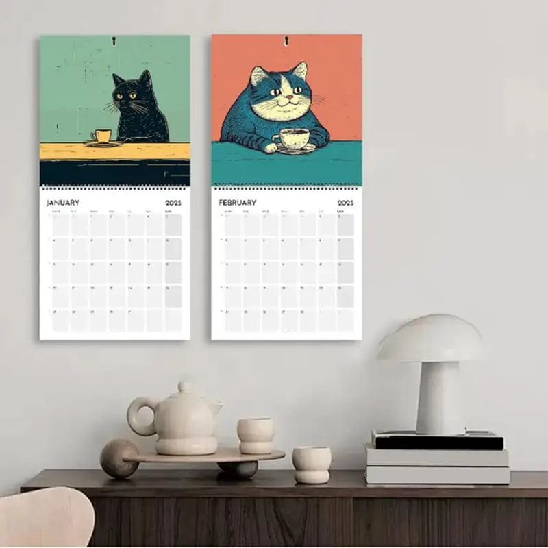 Durable matte laminated cat calendar 2025 for office use