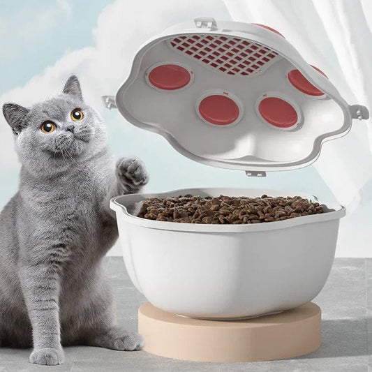 
Easy-open moisture-proof cat food container with secure lid