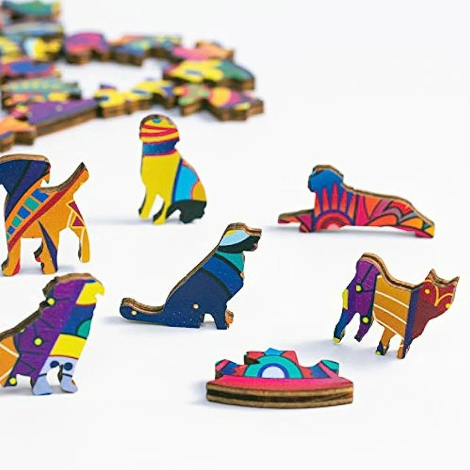 Educational wooden puzzles to develop logical thinking skills