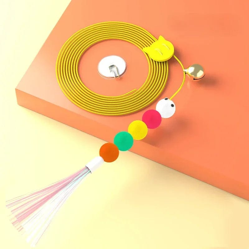Elastic rope design cat toy with plush mice pendants