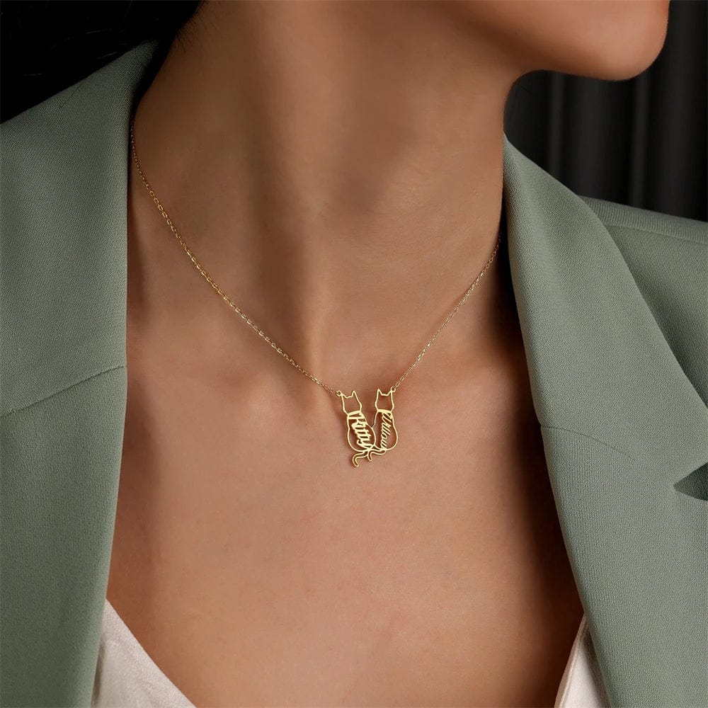 Engraved necklace with multiple cat names