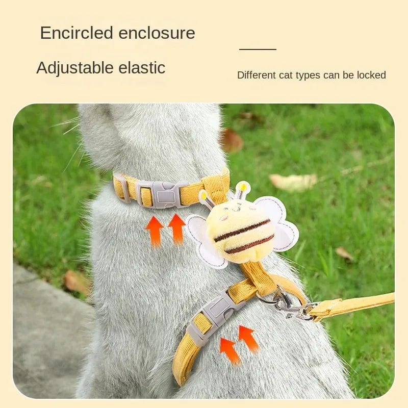 Escape-Proof Cat Harness Worn by Cat – Back View