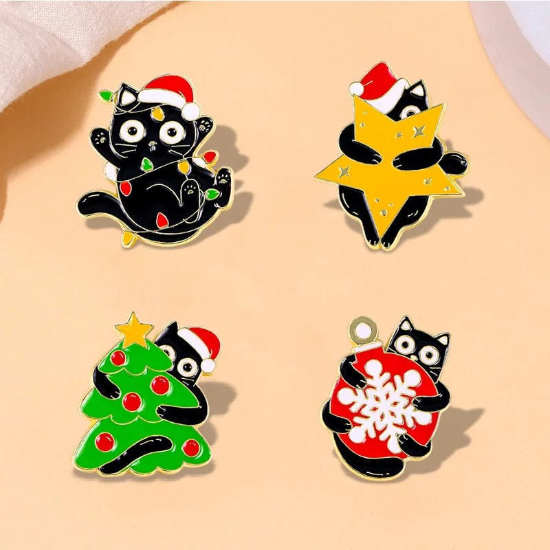 Festive Cat Brooches Collection