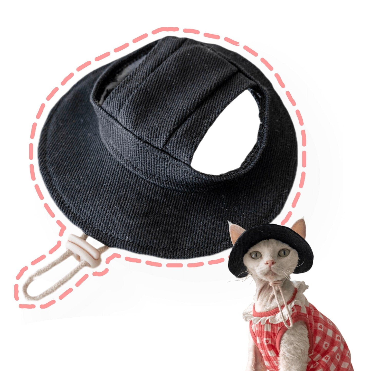Cat lover's adjustable hat for travel sun protection