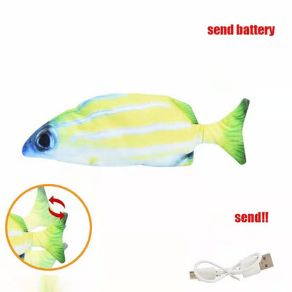 Electric fish petting toy to keep cats entertained and active