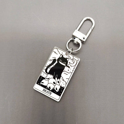 Funny Cat Tarot Card Keychain – The Moon