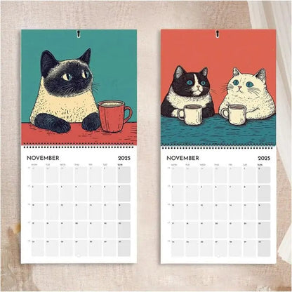 Funny and charming coffee cat calendar 2025 gift idea