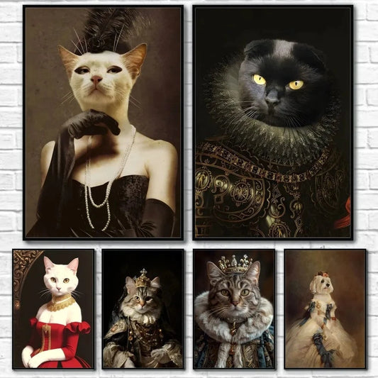 Funny royal cat posters for bathroom decor