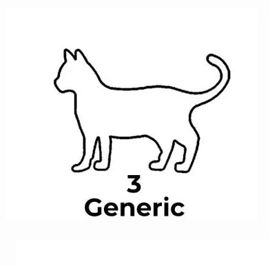 Outline of a cat with the number 3 and 'Generic' text below on a white background