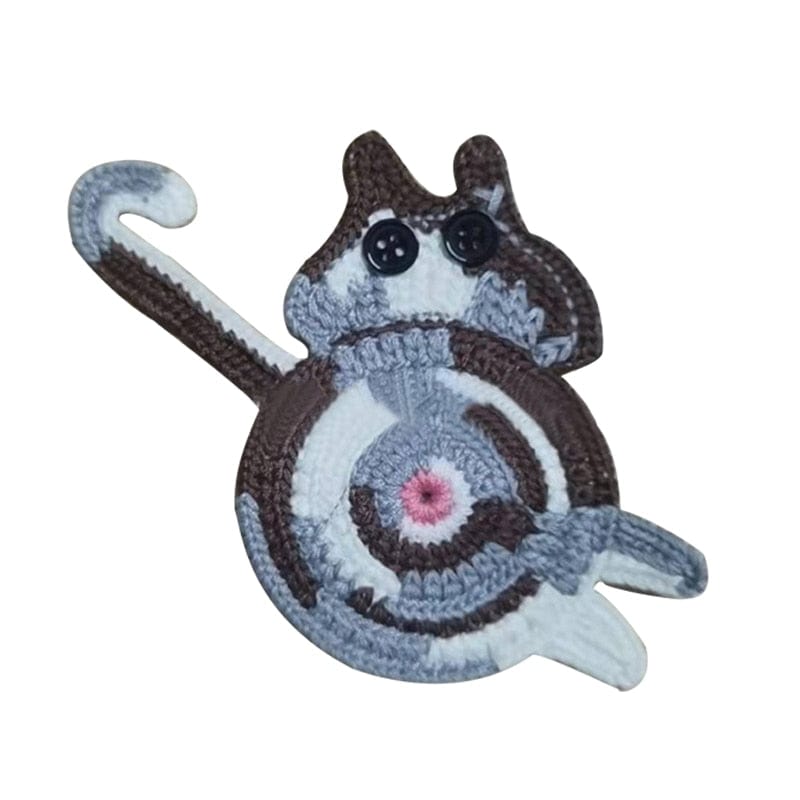 Grey Cat Paw Coaster – Knitted Wool Detail