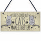 Cat-themed wooden wall signs for home