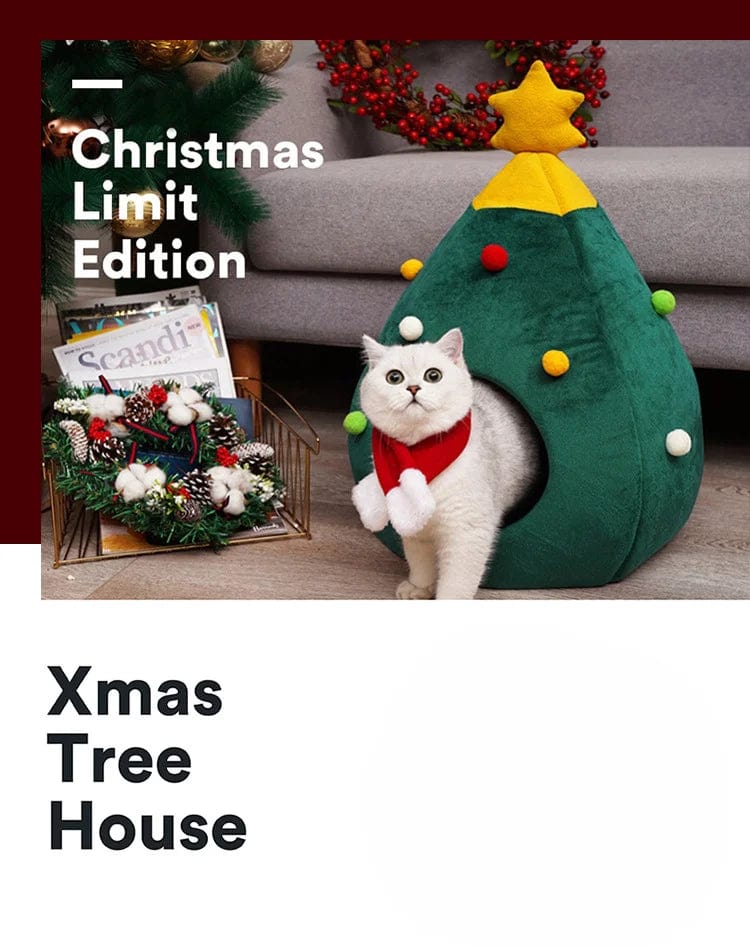 Holiday Tree Snuggle Bed for Cats