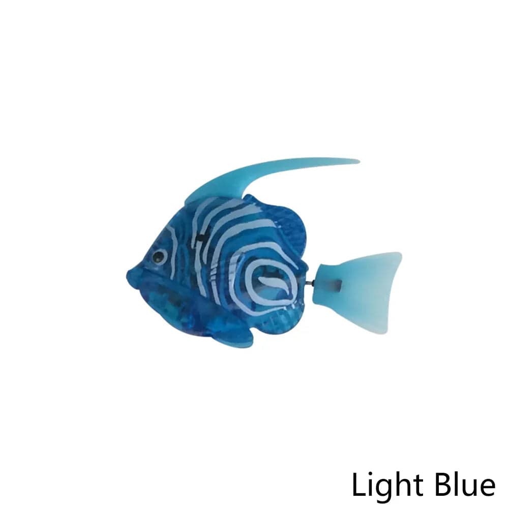 Light Blue Spiral Design Robotic Fish Cat Toy Automatic