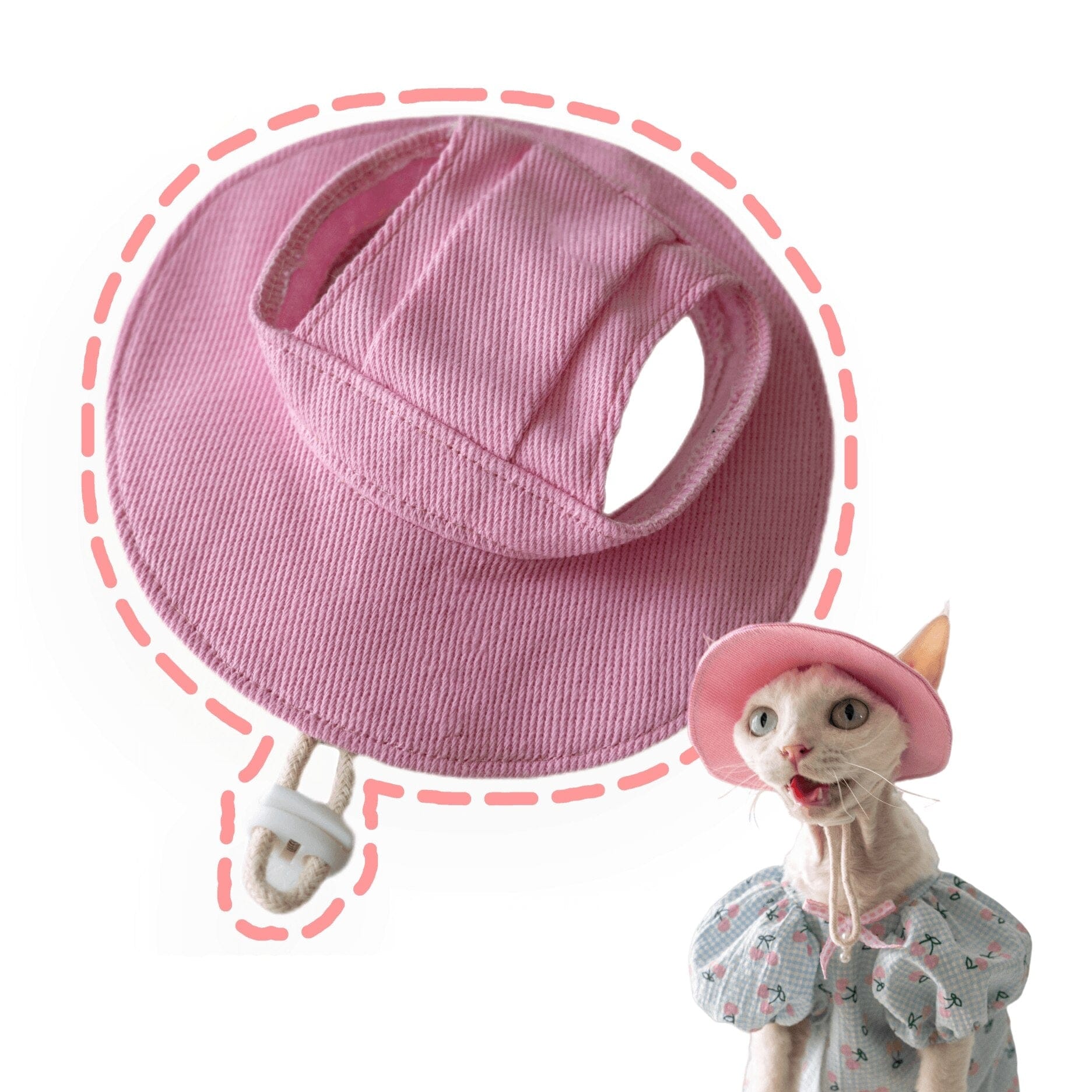 Travel-friendly adjustable cat hat with sun protection