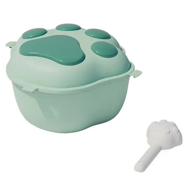 Lightweight moisture-proof cat food storage with flip-open lid