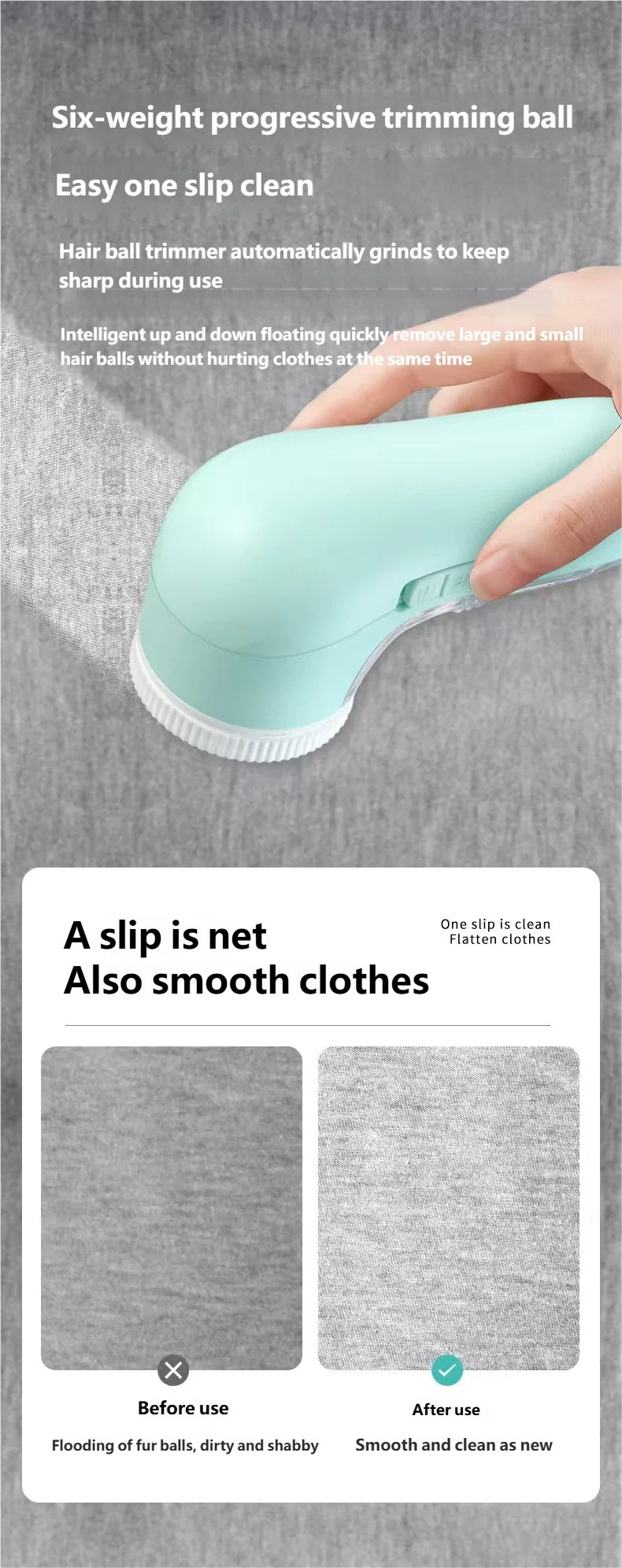 Lint Hair trimmer with text on a gray background