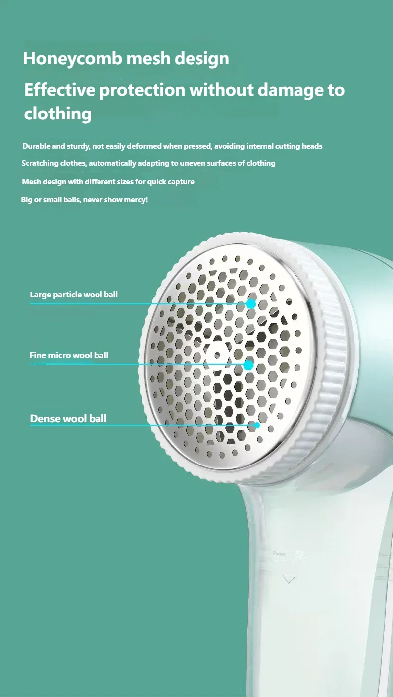Lint remover with mesh design on a green background