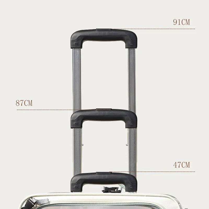 Measurement details of a suitcase handle on a white background