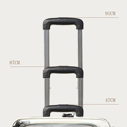 Measurement details of a suitcase handle on a white background