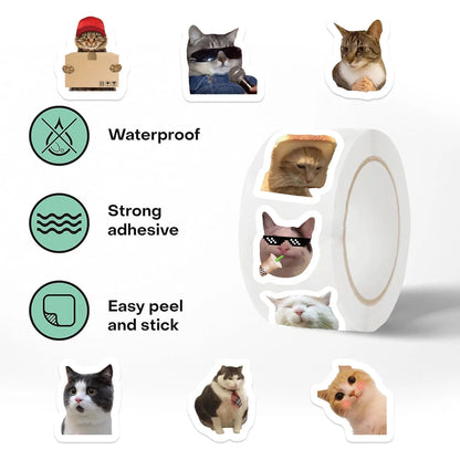Meme-inspired funny cat stickers for kids and adults