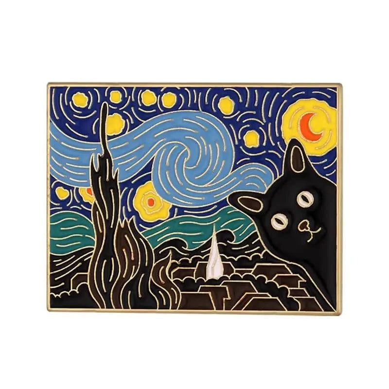 Metal Cat Brooches with Oil Painting Designs for Gift Ideas
