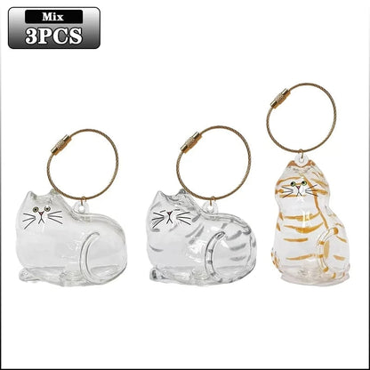 Three cat-shaped keychains on a white background with 'Mix 3PCS' text at the top.