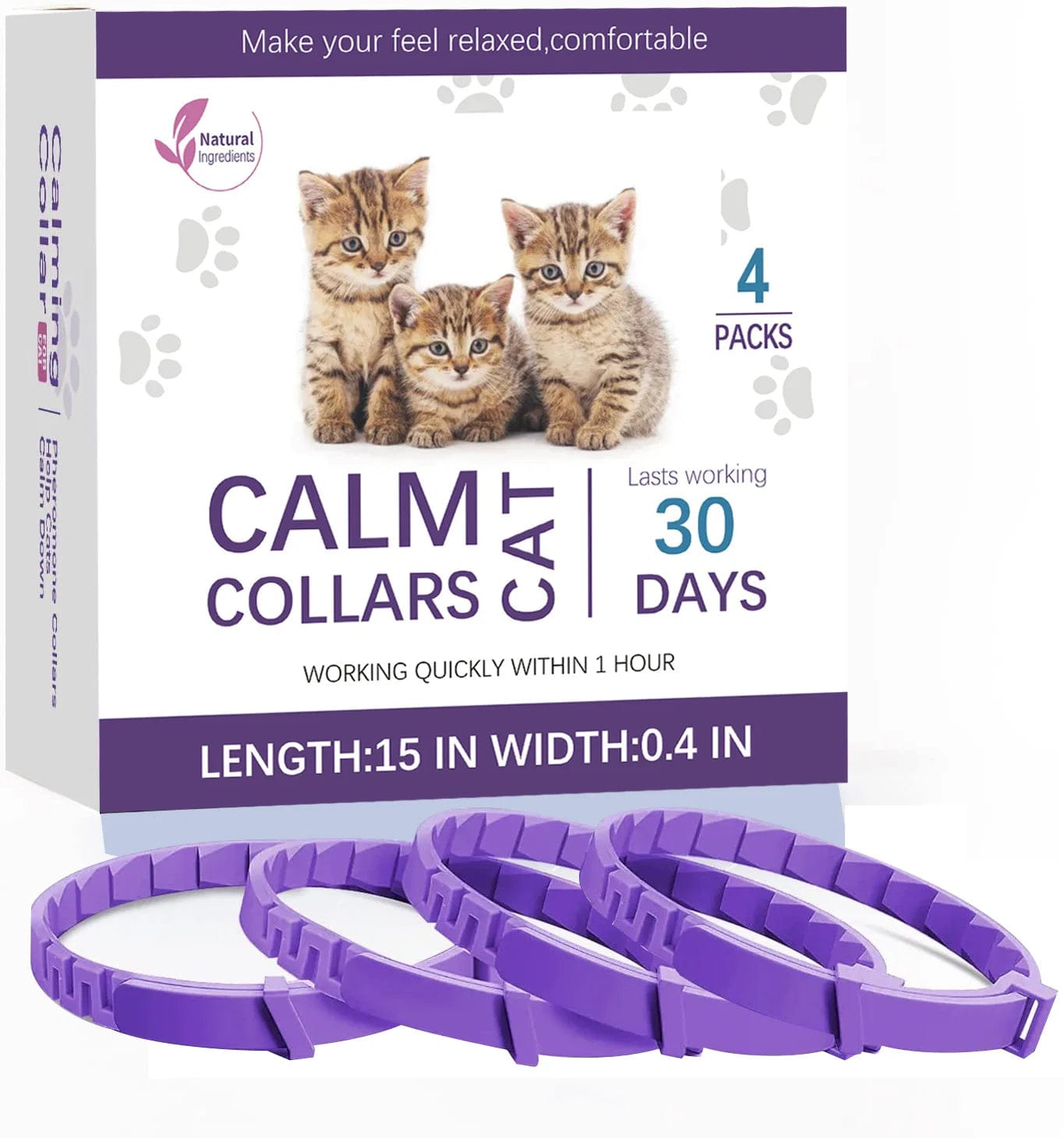 Natural pheromone calming collar for cats 4 pack