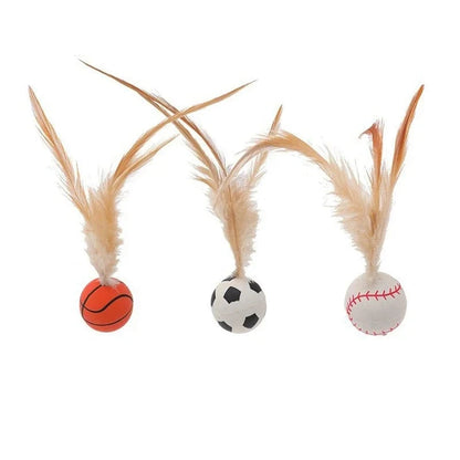 Bouncy Feather Cat Toy Balls - Perfect-sized bouncy balls for kittens and adult cats