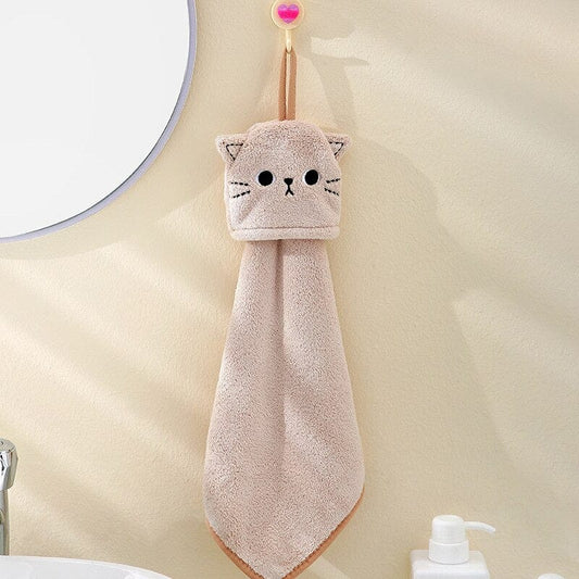 Pink Cat Hand Towel – Hanging Bathroom Towel