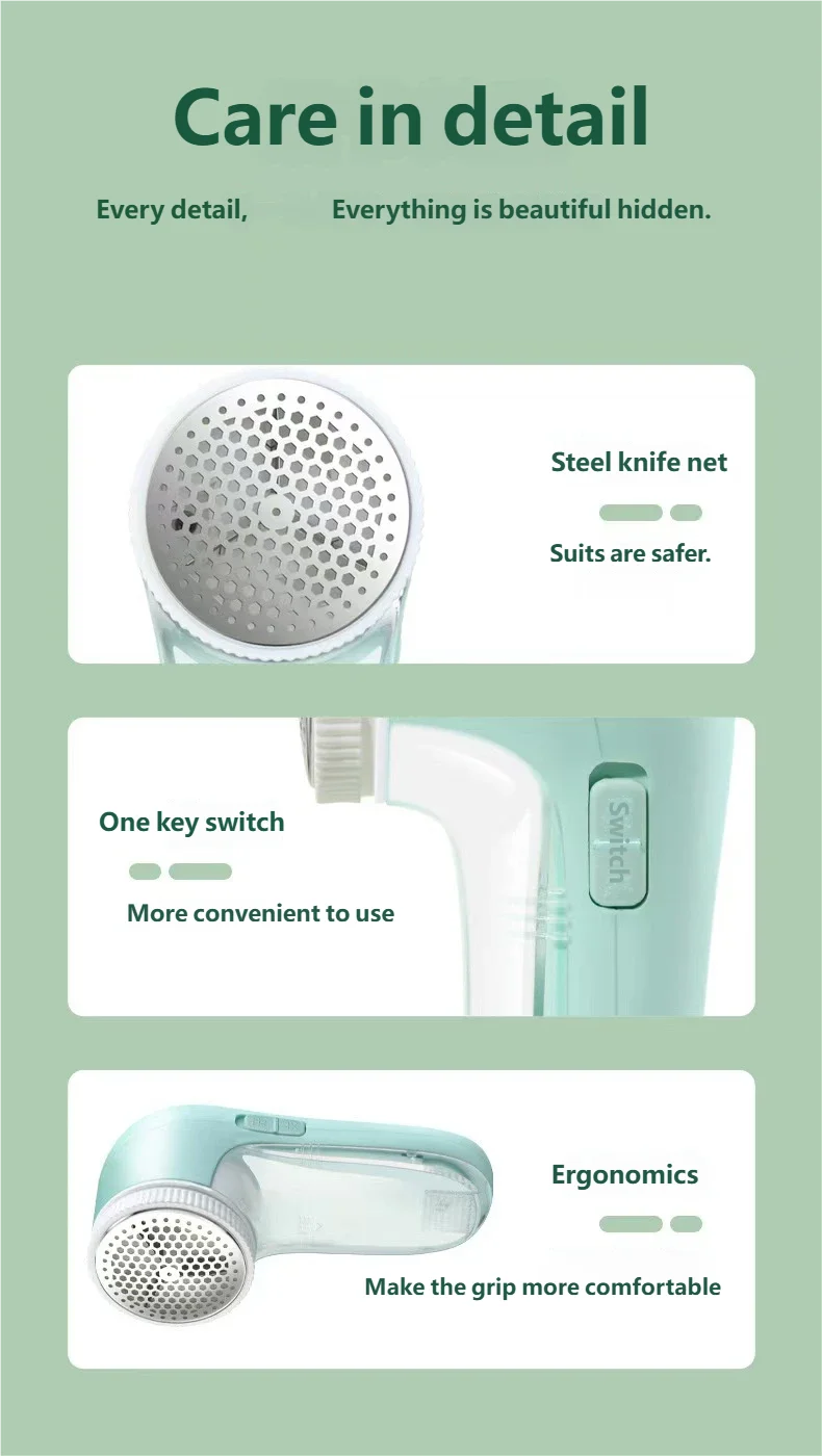 Product features with text on a green background