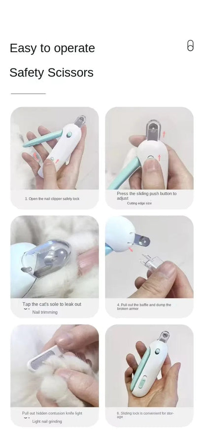 Professional grooming cat nail clippers with safety guard and nail file