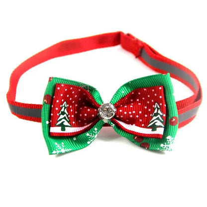 Red & Green Bow Tie with Decorative Center Button
