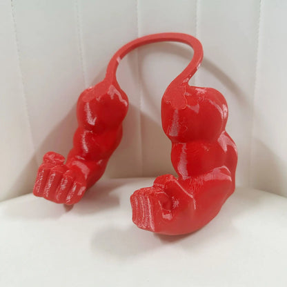 Red Hulk Muscle Cat Arms with a unique design on a white background