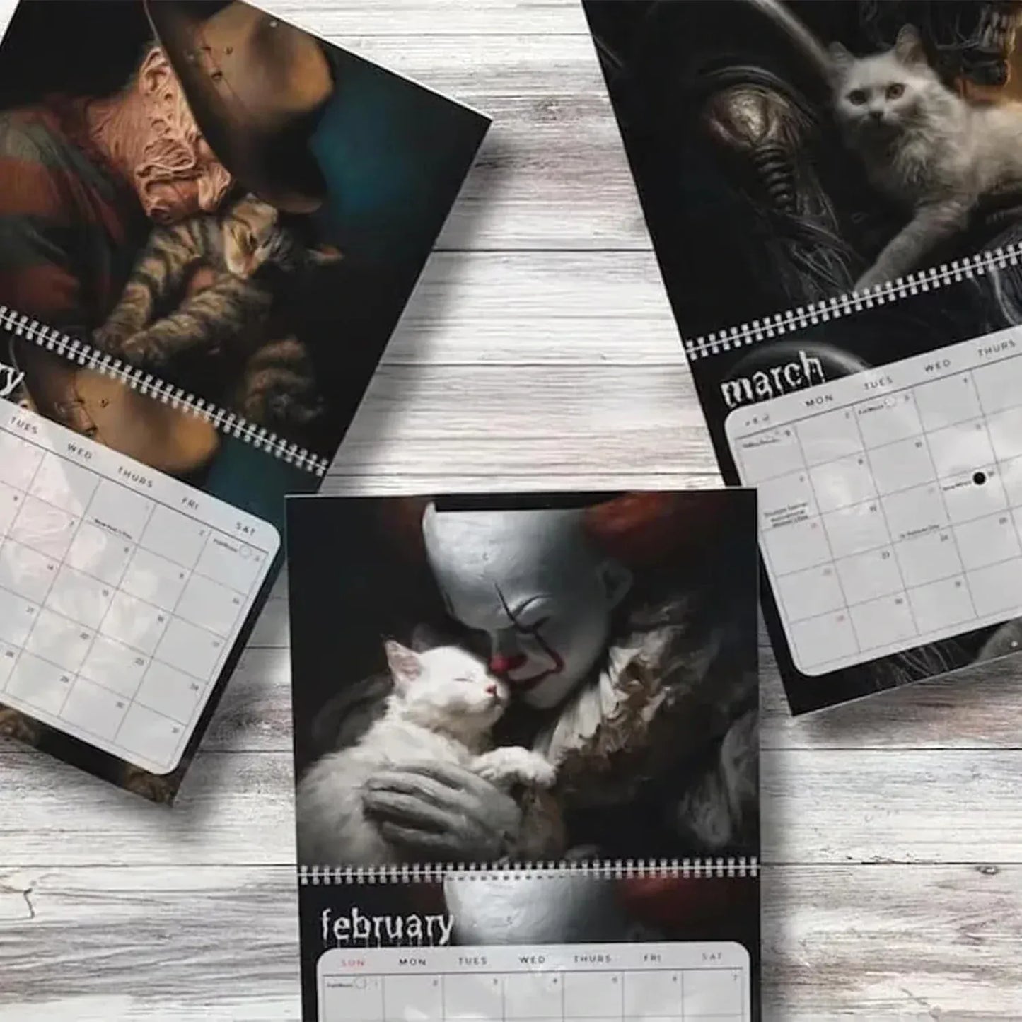 Hangable Scary Horror Cat Themed 2026 Calendar
