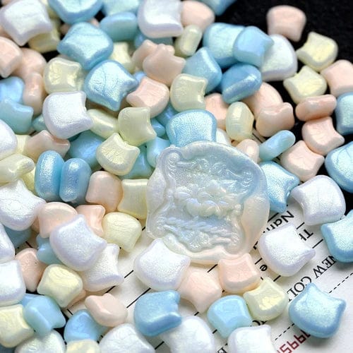 80pcs Glittering Cat Head Wax Beads