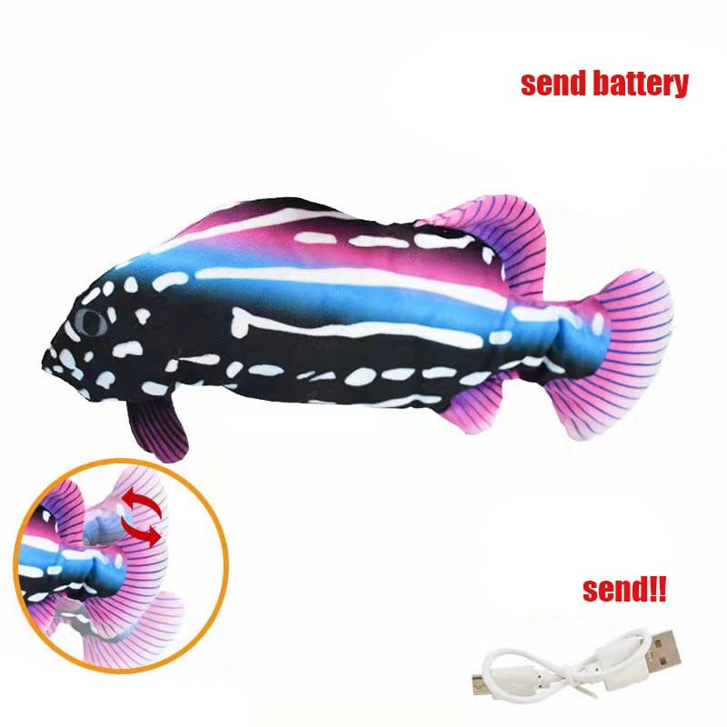 Battery-powered fish petting toy for cats' stimulation