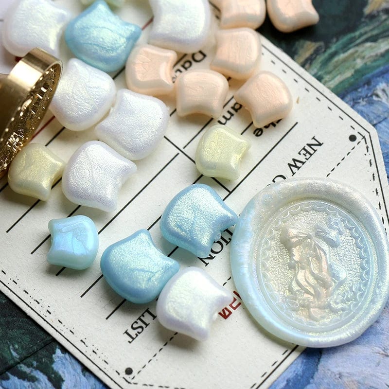 80pcs Glittering Cat Head Wax Beads