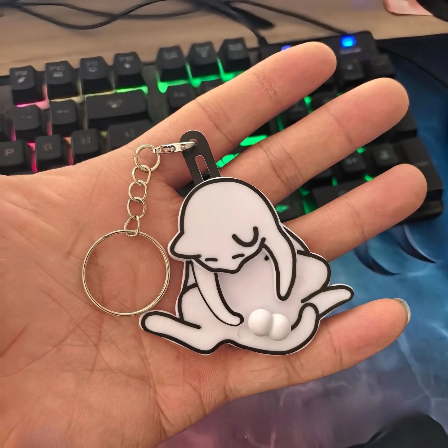 Cute Pull Play Cat Keychain