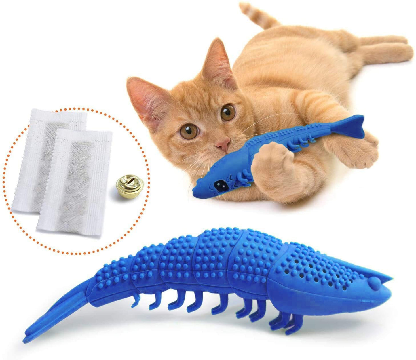 Cat-friendly toothbrush chew toy for interactive play