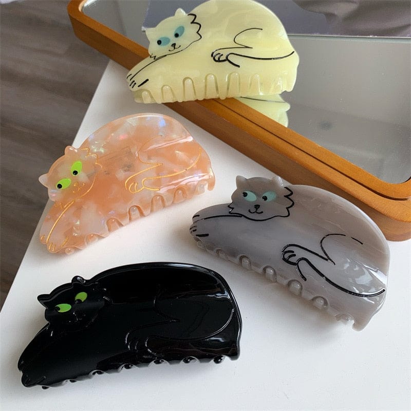 Acrylic claw clips with cute cat designs