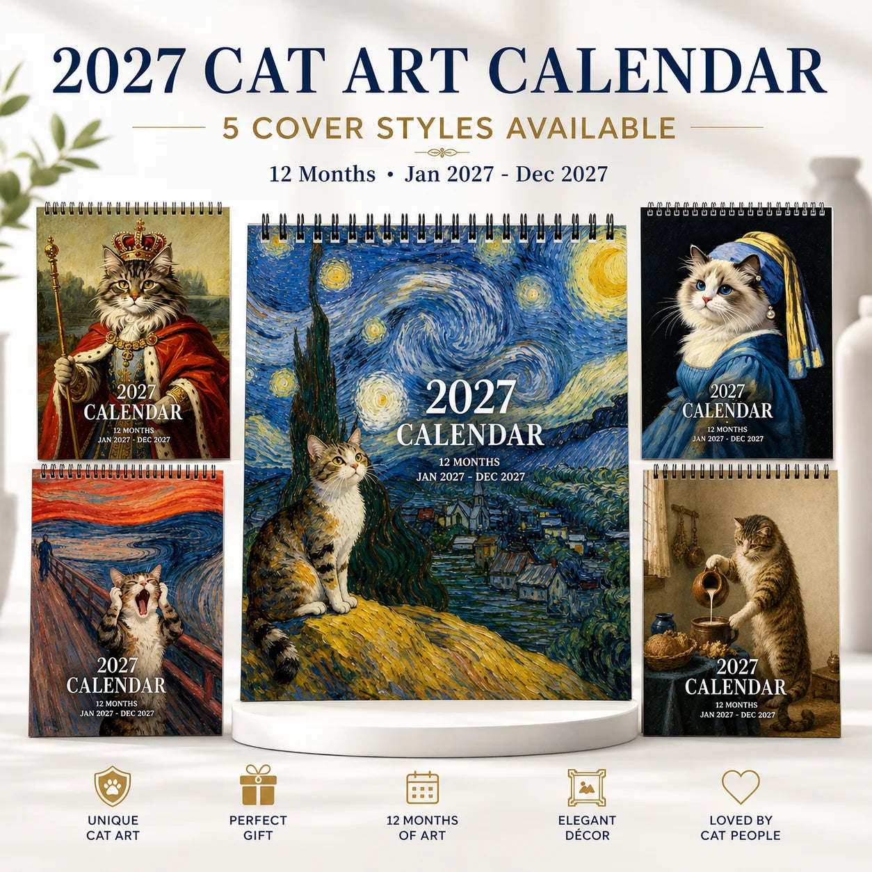 2027 Classic Painting Wall Cat Calendar