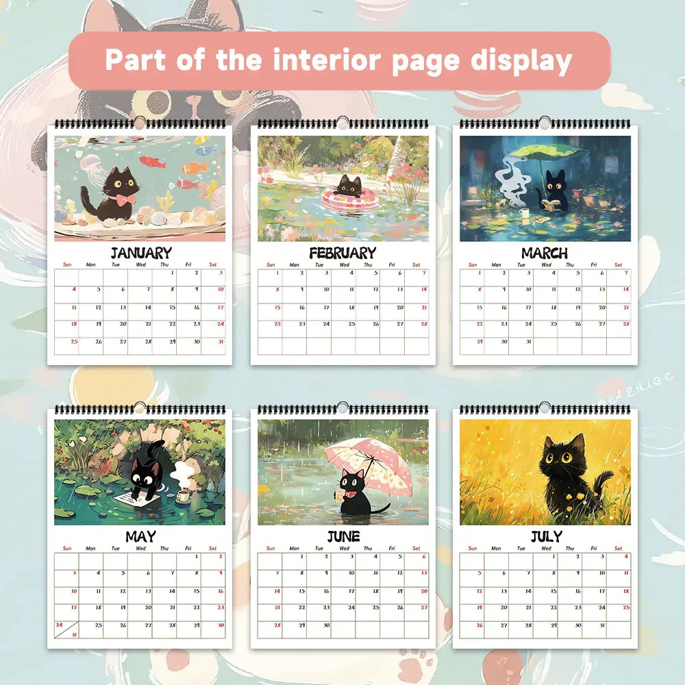 2026 Adorable Healing Black Cat Calendar