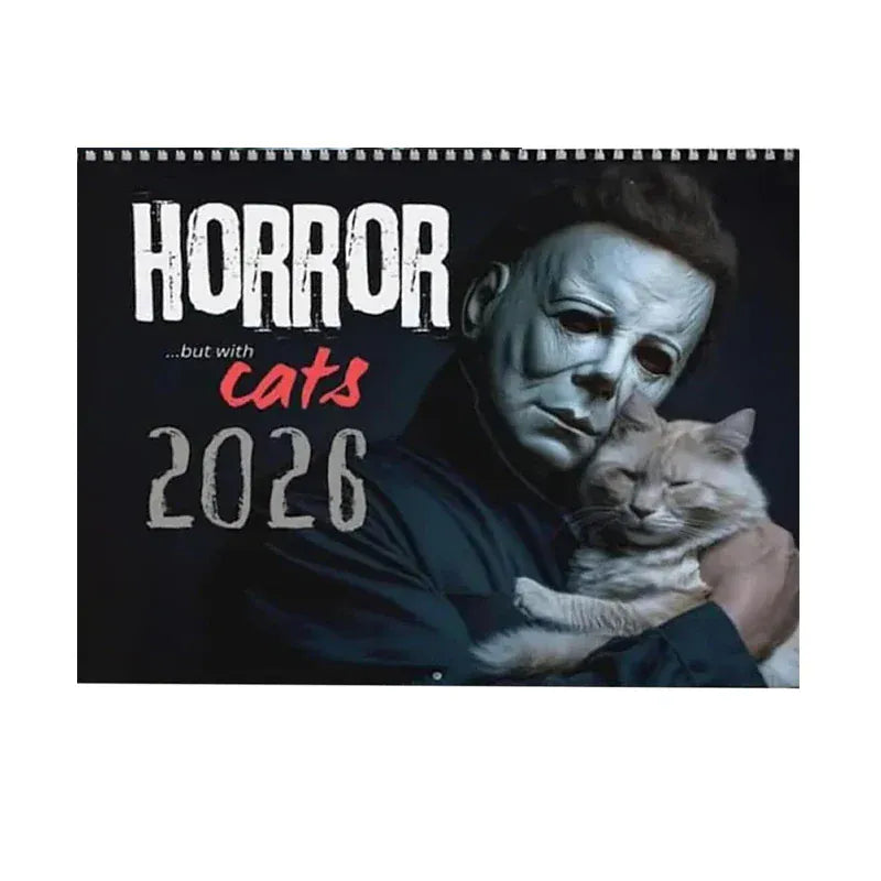 Hangable Scary Horror Cat Themed 2026 Calendar