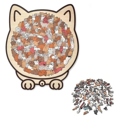 135pcs Cat-shaped Wooden Jigsaw Puzzle