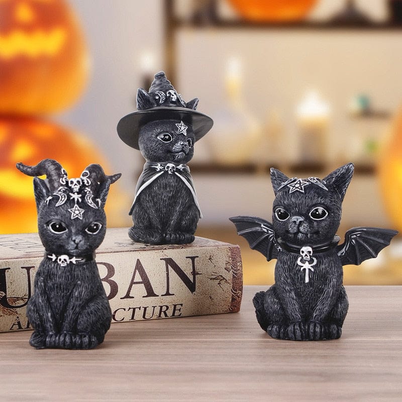 Garden gnomes featuring mystical cats and magic