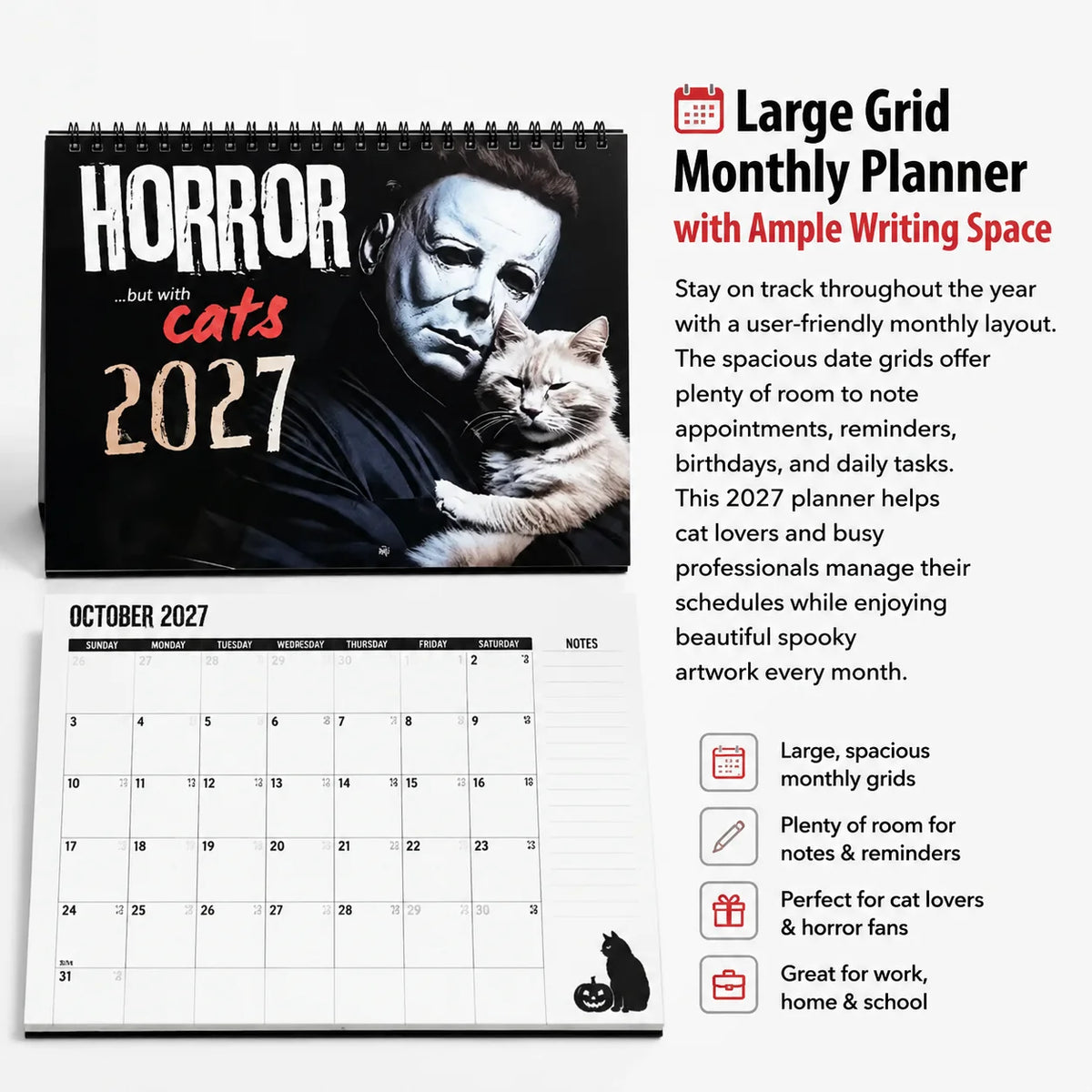 2027 Spooky Horror Cat Calendar