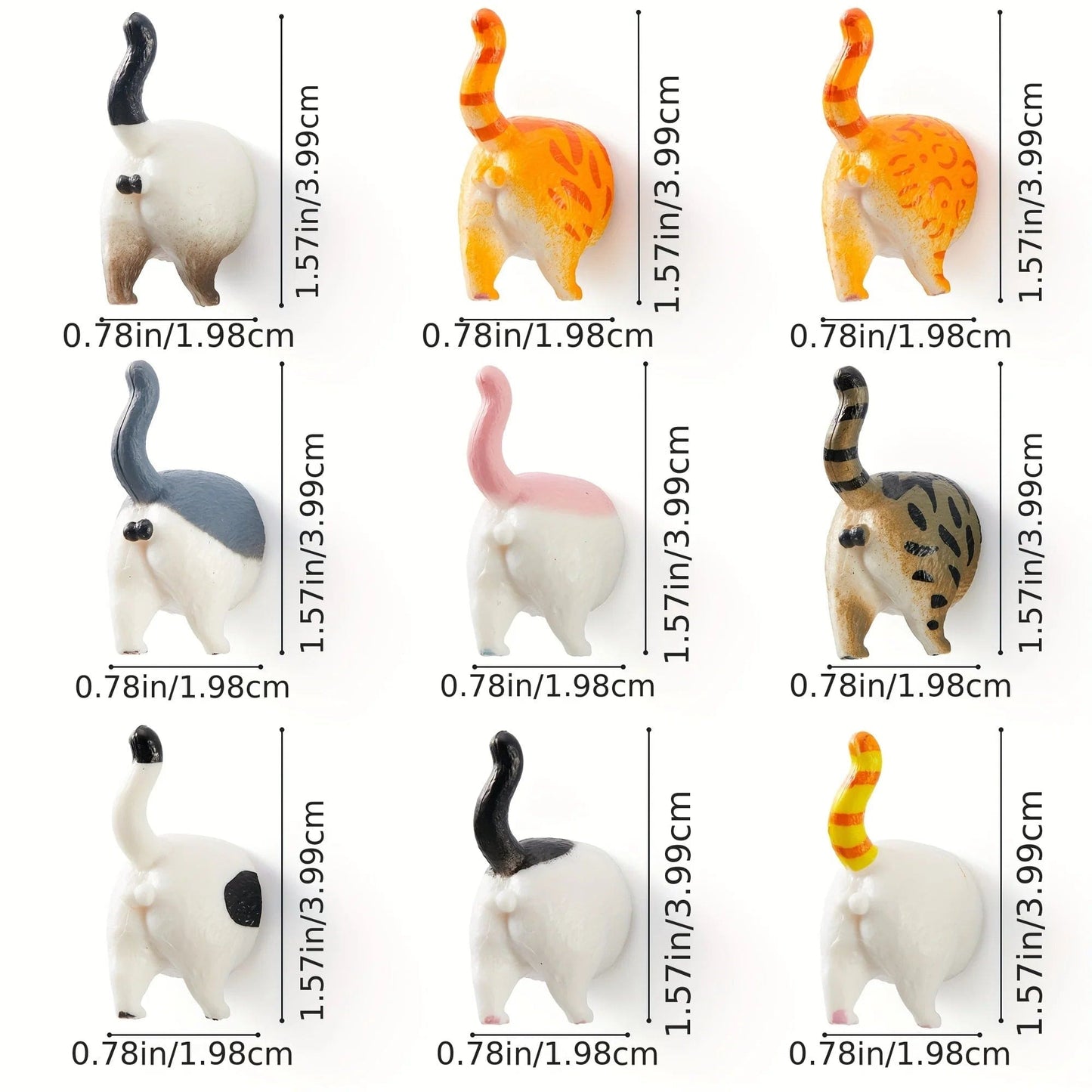 9Pcs Cat Butt Fridge Magnet