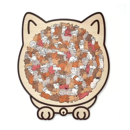 135pcs Cat-shaped Wooden Jigsaw Puzzle