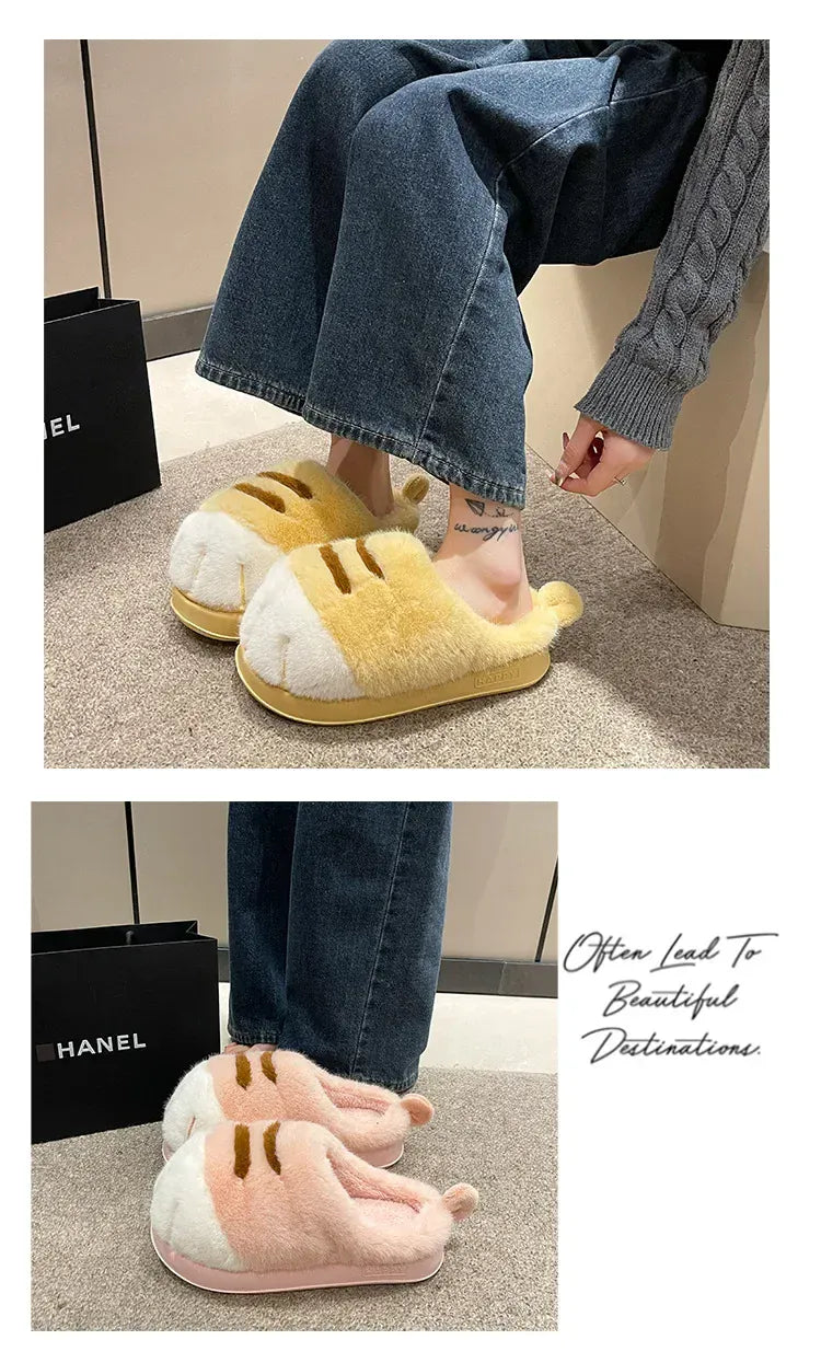 2025 New Cute Cat Paw Slippers
